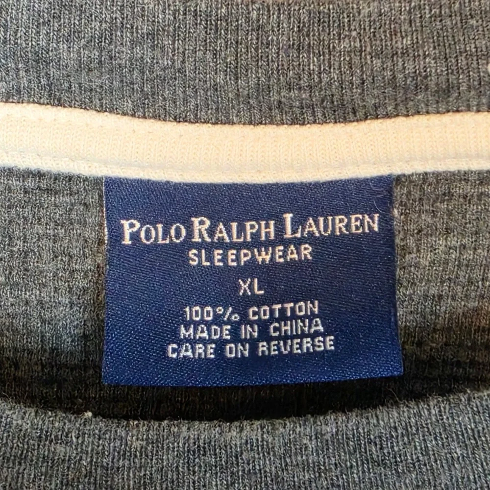 Polo Ralph Lauren Mens XL Grey Waffle Knit Thermal Long Sleeve Sleepwear Shirt